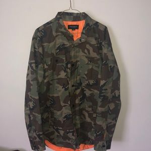 Camouflage & neon orange jacket